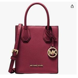 Michael Kors Mercer Extra-Small Pebbled Leather Crossbody Bag (mulberry)